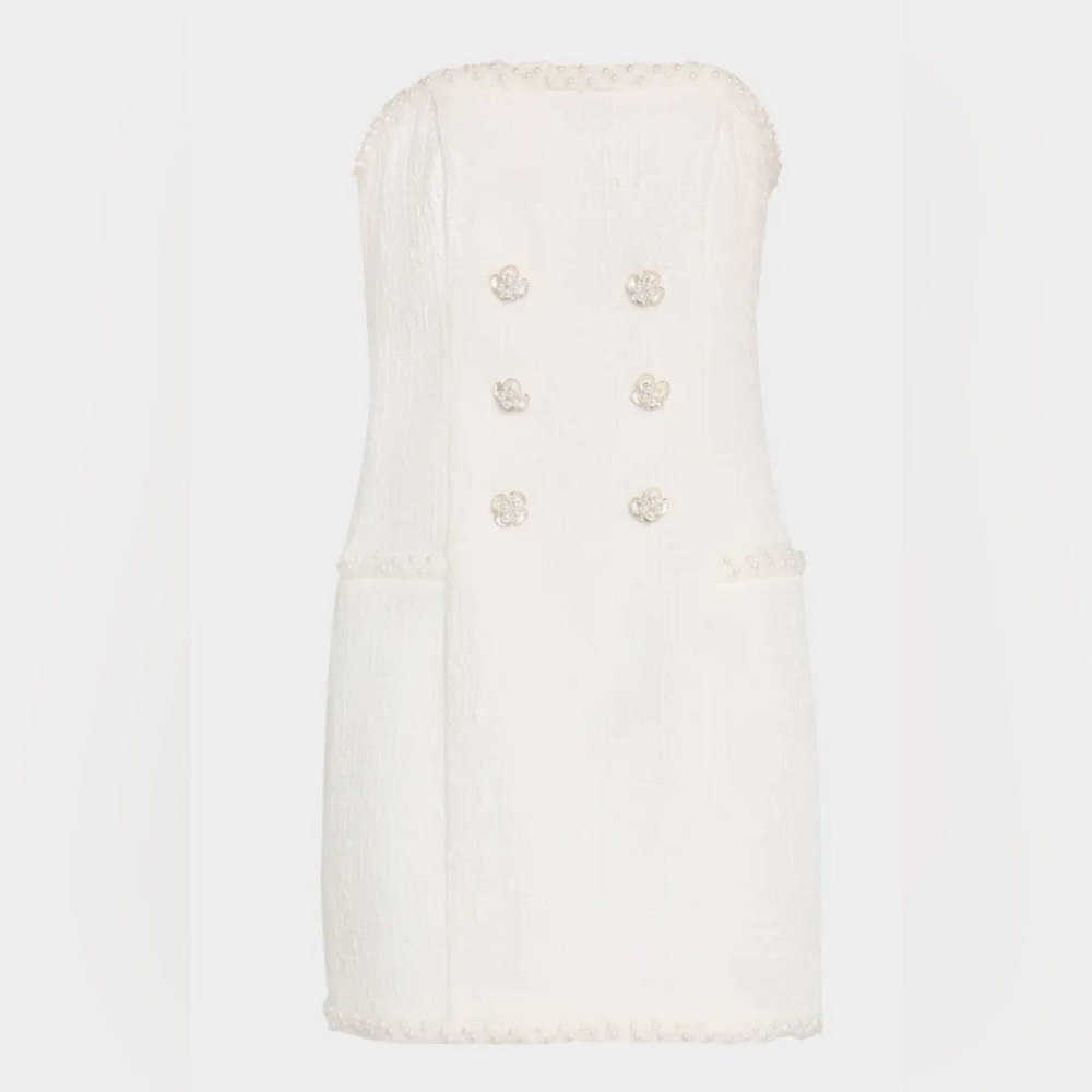 Victoria Strapless Beaded Boucle Mini Dress